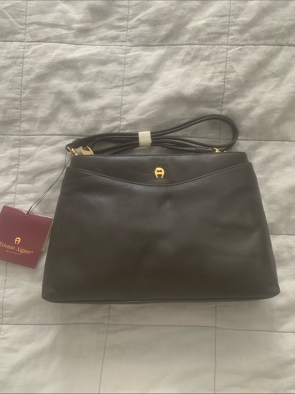 Etienne Aigner  Leather Shoulder Bag with Gold Hardware